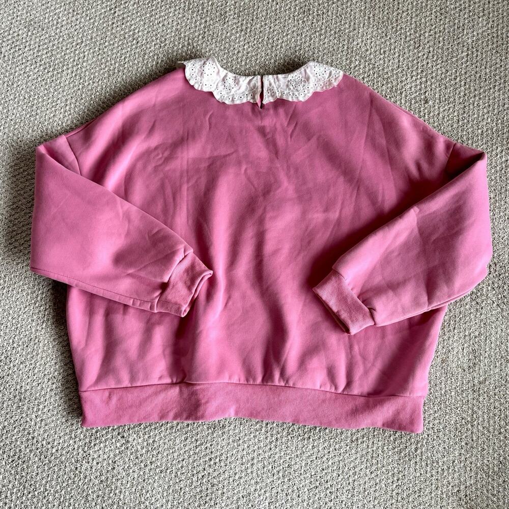 Sugar Thrillz Dolls Kill 2X Pink Lace Collar Sweatshirt Cottagecore Coquette - Picture 8 of 11
